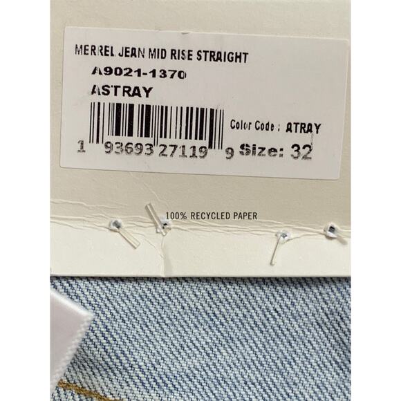 Agolde Merrel Straight Mid Rise Jeans Astray Womens 32 Light Wash Raw Hem Ankle - Picture 3 of 15